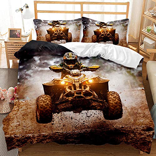 NBSZZDKL Bettbezug Bettwäsche Set 135x200cm 3D Offroad Quad 3 Teilig Bettwäsche Set Weiche Microfaser Hypoallergen Bettbezug Set mit Reißverschluss und 2 Kissenbezüge von NBSZZDKL