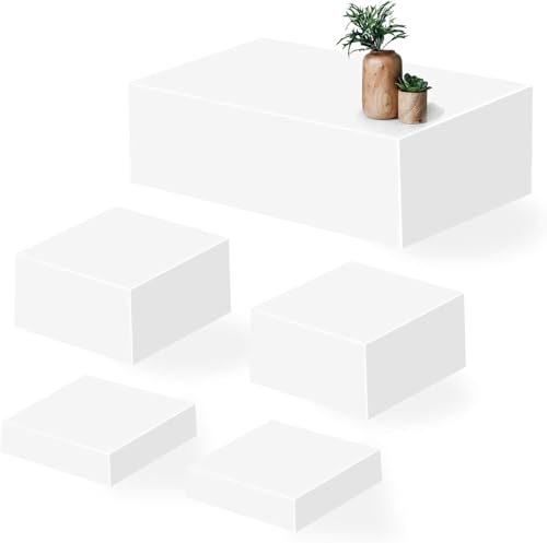 NBTORCH Große Buffet-Erhöhungen, 40,6 x 20,3 x 12,7 cm, weißes Acryl, Lebensmittelerhöhungen für Party, Desserttisch und Catering, stapelbare Display-Erhöhungen, 5 Stück von NBTORCH