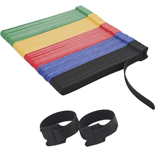 Wiederverwendbare Kabelbinder mit Haken und Schlaufe, vielseitig einsetzbar, 200 Stück, 20,3 cm, Kabelbinder für die Organisation von Haus, Büro und Rechenzentren (mehrfarbig) von NBTORCH
