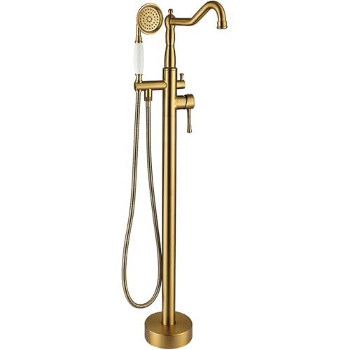 Freistehende Badewannenarmatur Mischbatterie Dusche Retro 360° Schwenkbar Duscharmatur Einhebelmischer Mit Handbrause Und Duschschlauch,Gold Freistehende Badewannenarmatur Mischbatterie Dusche Retro 360° Schwenkbar Duscharmatur Einhebelmischer Mit Handbrause Und Duschschlauch,Gold von NBTRXWAFR