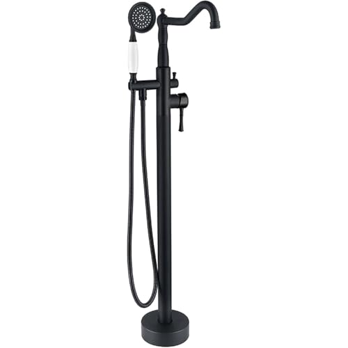 Freistehende Badewannenarmatur Mischbatterie Dusche Retro 360° Schwenkbar Duscharmatur Einhebelmischer Mit Handbrause Und Duschschlauch,Schwarz Freistehende Badewannenarmatur Mischbatterie Dusche Retro 360° Schwenkbar Duscharmatur Einhebelmischer Mit Handbrause Und Duschschlauch,Schwarz von NBTRXWAFR