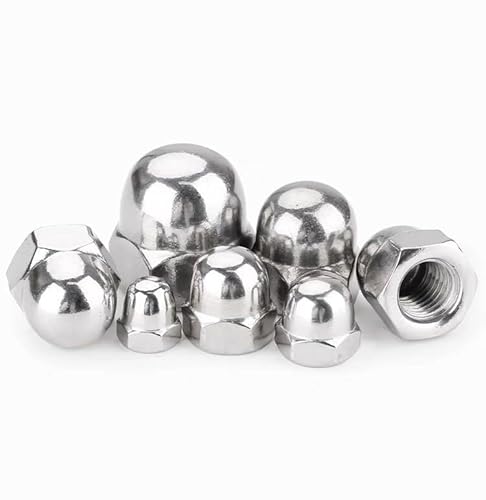 Eichelmuttern, Eichelmuttern Mutternkappen for Bolzen, Sechskantmuttern mit Rundkopf, 2 Stück, M8 x 1 mm Steigung, silberne Sechskantmutter, Sechskantmuttern mit Rundkopf aus Edelstahl 304 von NBVACPL