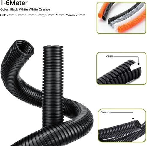 Gewelltes Rohr, gewellter flexibler Schlauch 3/6M PP-isoliertes Wellrohr 7 mm – 28 mm Leitungsrohr Kabelbaum Drahteinfädelung Kunststoff-Split-Draht-Schutzhülse(Orange Open,OD 25MM-3METERS) von NBVACPL