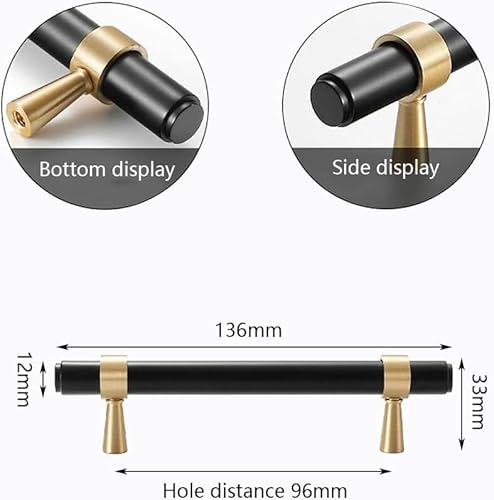 NBVACPL Schrankgriffe, Kleiderschranktürgriff, Küchengriff, T-Bar-Schubladenknöpfe(Hole distance 96mm) von NBVACPL