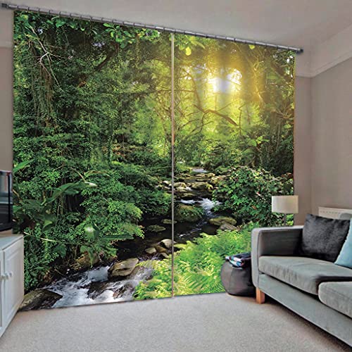 NBVGHJ Personalisieren Sie Blackout Vorhang Wald Landschaft Foto Druck 3D Vorhang Moderne Natur Landschaft Vorhänge Home Decoration (B) 300 × (H) 250 cm von NBVGHJ