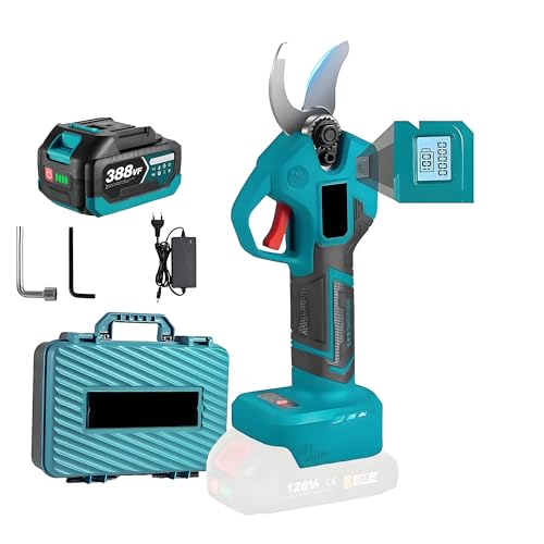 Akku Astschere für Makita Akku 18V, 4 Stufen Verstellbar Max 30 mm Akku Gartenschere mit LCD Anzeige Bürstenlosen Motor Elektrische Gartenschere zum Baumschneiden (Blau mit 1 Batterie) von NBVNBV