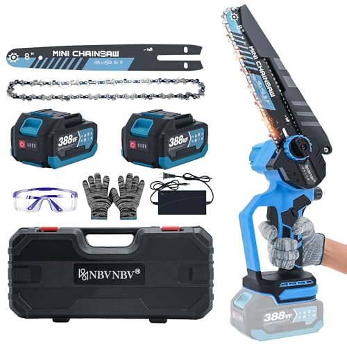 Akku Kettensäge für Makita 18V Akku, 8 Zoll Mini Kettensäge Elektro Bürstenlos mit Automatischer Öler und LED-Digitalanzeige Handkettensäge Akku für Gartenscheren Holzschneidenz (Blau mit 2 Batterie) Akku Kettensäge für Makita 18V Akku, 8 Zoll Mini Kettensäge Elektro Bürstenlos mit Automatischer Öler und LED-Digitalanzeige Handkettensäge Akku für Gartenscheren Holzschneidenz (Blau mit 2 Batterie) von NBVNBV