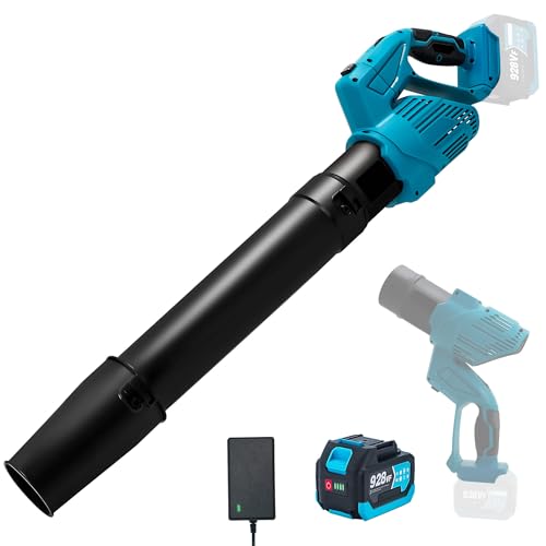 Laubbläser Akku für Makita 18V Akkus, 241 km/h Luftgeschwindigkeit 5-Stufige Und 180°Drehfunktion Akku-Laubbläser für Garten, Laub,Staub & Schnee (Schwarz mit 1 Batterie) von NBVNBV
