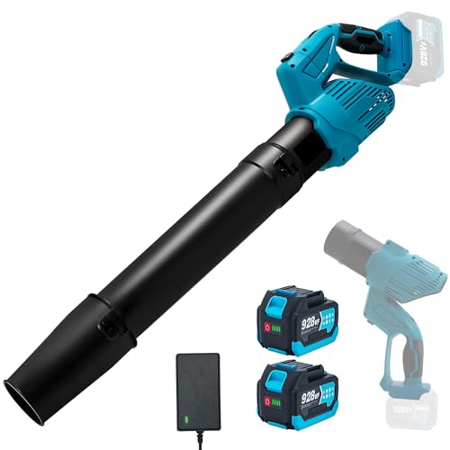 Laubbläser Akku für Makita 18V Akkus, 241 km/h Luftgeschwindigkeit 5-Stufige Und 180°Drehfunktion Akku-Laubbläser für Garten, Laub,Staub & Schnee (Schwarz mit 2 Batterie) von NBVNBV