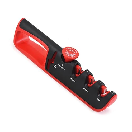 Messerschärfer –6 Stufen Verstellbar Messerschleifer mit Scherenschleifer- 4-in-1Messerschärfer Profi - Blade Star - Ergonomisches Messer Schärfen (Schwarz Rot) von NBVNBV