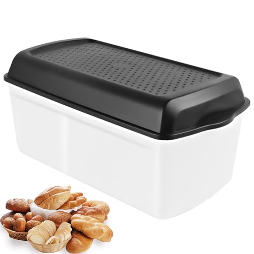 NBVNBV Brotkasten, Smart Brotbox mit Trenner und Bread Deckel Schwarz, Lebensmittelecht Brot Aufbewahrungsbox Länger Frisch Brotaufbewahrung - 32cm*17.5cm*15 cm (Rechteckig) von NBVNBV