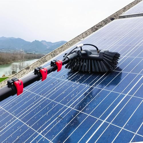 Teleskop Waschbürste, 3.6m/5.4m/6m/7.2m/9.2m /10.8m High Clean Teleskopstange mit Wasseranschluss, Wasserbesen mit Teleskopstiel für PV Reinigung Glasdachreiniger Wintergarten Reinigungsset (5.4m) von NBVNBV