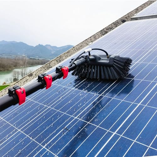 Teleskop Waschbürste, 3.6m/5.4m/6m/7.2m/9.2m /10.8m High Clean Teleskopstange mit Wasseranschluss, Wasserbesen mit Teleskopstiel für PV Reinigung Glasdachreiniger Wintergarten Reinigungsset (9.2m) von NBVNBV