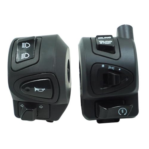 7 8 "22 mm Motorrad -Lenkerschalter Horn -Scheinwerfer Scheinwerfer Nebel Lichtstart Stopp -Controller kompatibel mit Motorradmodellen Aftermarket -Austausch von NBpsfpCqa