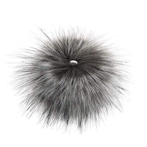 HUAPING 15-17 cm Pompoms for Hat,XXL Kunstfellbommel, Kunstpelz-Pompons Zum Selbermachen, Faux Fur Pompom Fur Bobble Pompom with Thread for Hats Pendant Decoration (grau-weiß-schwarz) von NC