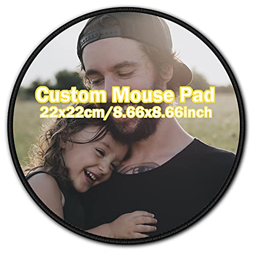Personalisiertes rundes Mauspad mit Ihrem Foto, Logo, Text oder Design, rutschfeste Gummimatte Benutzerdefiniertes Bild Geschenk Bürozubehör 22x22 cm von N\C