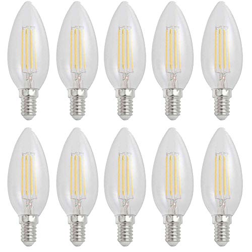 NCC-Licht 10 x LED Filament Leuchtmittel Kerze 4W = 40W E14 klar 450lm Warmweiß 2700K von NCC-Licht