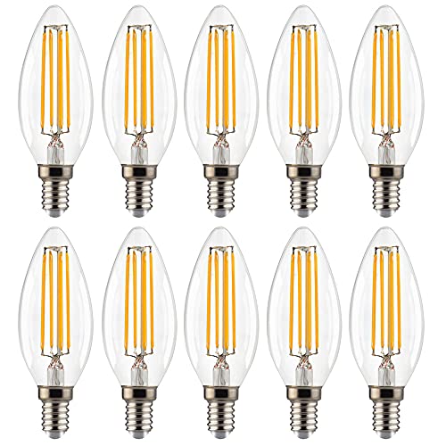 NCC-Licht 10 x LED Filament Leuchtmittel Kerze 6,5W = 60W E14 klar 806lm Warmweiß 2700K von NCC-Licht