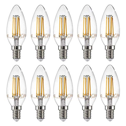 NCC-Licht 10 x LED Filament Leuchtmittel Kerzen 4W fast 40W E14 klar warmweiß 2700K (4 Watt klar, 10 Stück) von NCC-Licht