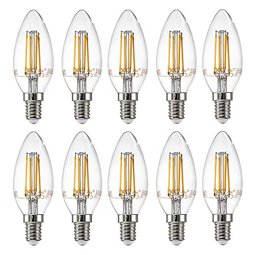 NCC-Licht 10 x LED Filament Leuchtmittel Kerzen 4W fast 40W E14 klar warmweiß 2700K (4 Watt klar, 10 Stück) von NCC-Licht
