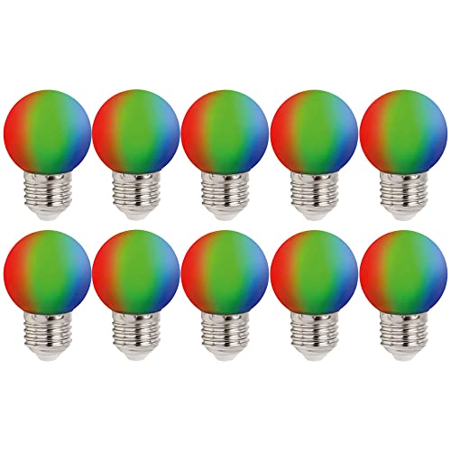 NCC-Licht 10 x LED Leuchtmittel Tropfenform Kugel G45 1W E27 RGB bunt 260° von NCC-Licht