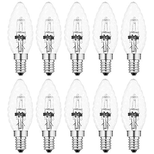 NCC-Licht 10 x Eco Halogen Leuchtmittel C35 Kerze 42W = 55W E14 klar gedreht dimmbar warmweiß von NCC-Licht