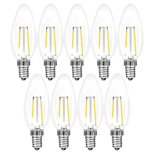 9 x Müller-Licht LED Filament Leuchtmittel Kerze 3W = 25W E14 klar 250lm warmweiß 2700K 200° Ra>95 von NCC-Licht