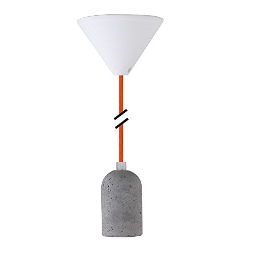 Design Set - Textilkabel mit Betonfassung E27 und weißem Baldachin (orange) von NCC-Licht