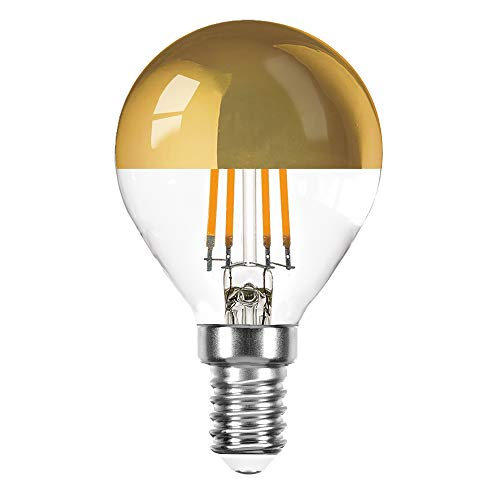 NCC-Licht 1 x LED Filament Tropfen 4 Watt = 40 Watt E14 Kopfspiegel Gold KVG P45 Glühfaden warmweiß 2700K Retrofit von NCC-Licht