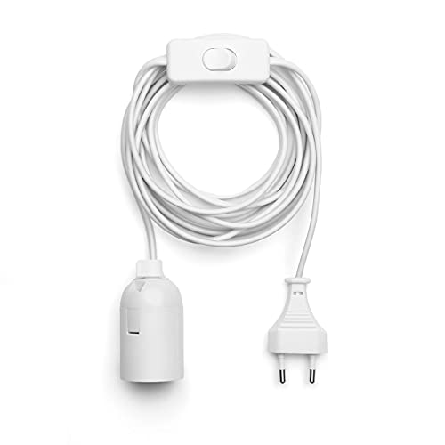 NCC-Licht Lampenfassung max. 60W E27 Weiß 3,5m Kabel mit Stecker & Schalter von NCC-Licht