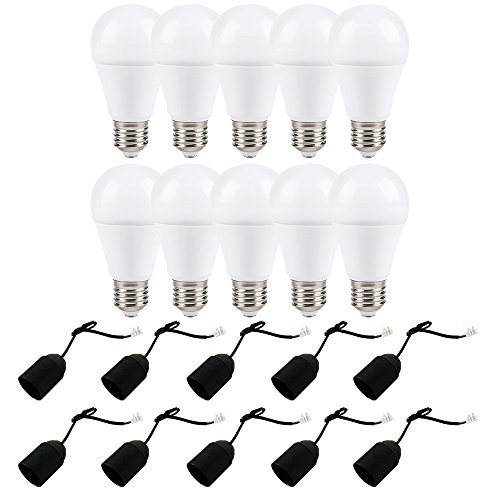 NCC-Licht 10 x Baufassung Lampenfassung Renovierfassung E27 schwarz + 10 x Leuchtmittel LED 12W = 75W E27 matt 1155lm warmweiß 3000K von NCC-Licht