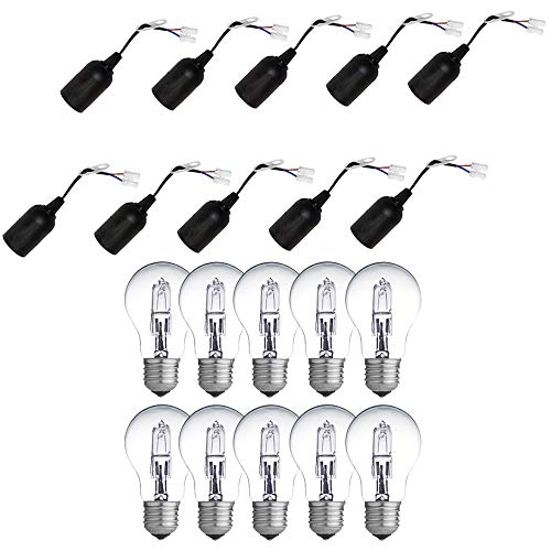 NCC-Licht 10 x Baufassung Lampenfassung Renovierfassung E27 schwarz mit Steckklemme + 10 x Halogen Birne 42W = 60W E27 klar 630lm dimmbar NCC-Licht 10 x Baufassung Lampenfassung Renovierfassung E27 schwarz mit Steckklemme + 10 x Halogen Birne 42W = 60W E27 klar 630lm dimmbar von NCC-Licht