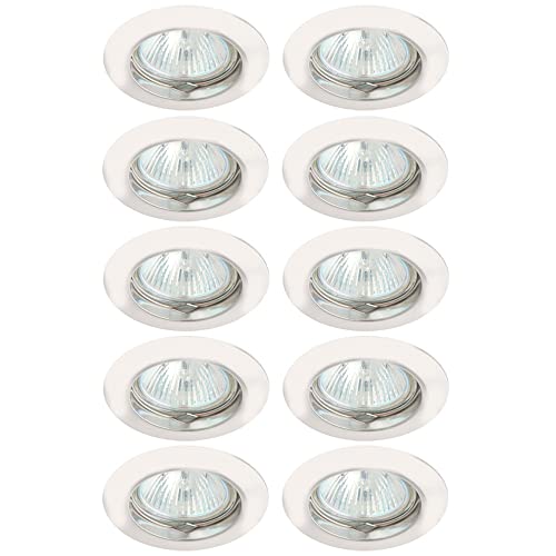 NCC-Licht 10 x Einbaustrahler Einbauleuchte AXEL 5514 Weiß rund max. 35W ohne Leuchtmittel von NCC-Licht