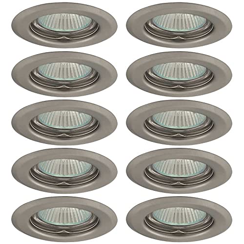 NCC-Licht 10 x Einbaustrahler Einbauleuchte AXL 2114 Chrom matt rund max. 50W GU5,3 ohne Leuchtmittel von NCC-Licht
