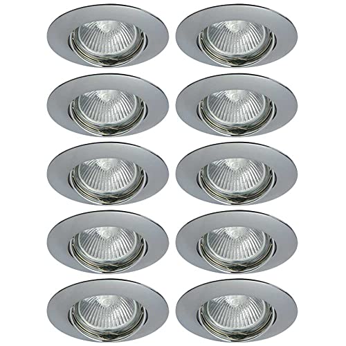 NCC-Licht 10 x Einbaustrahler Einbauleuchte DITO DT02B-C Chrom rund max. 35W ohne Leuchtmittel schwenkbar von NCC-Licht