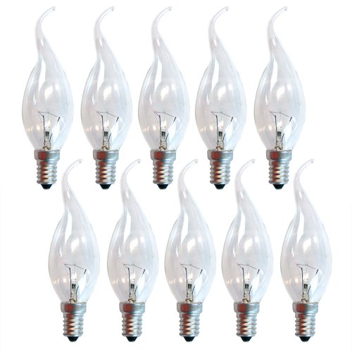 NCC-Licht 10 x Kerze Windstoß klar 60W Watt E14 Cosylight Glühbirne Glühlampe von NCC-Licht