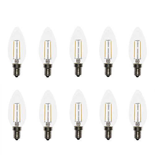 NCC-Licht 10 x LED Filament Kerze 2W wie 25W klar E14 230lm Glühlampe Glühbirne warmweiß 2700K von NCC-Licht