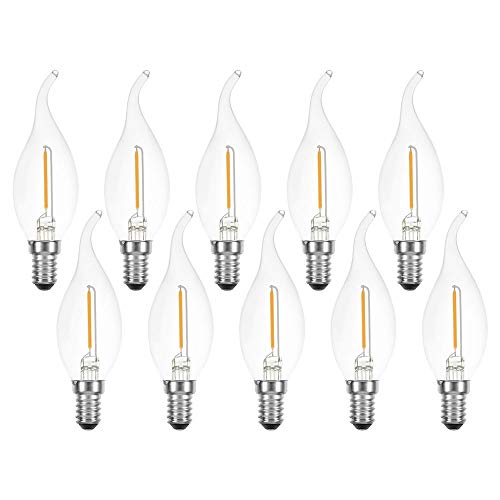 NCC-Licht 10 x LED Filament Kerze Windstoß 1W fast wie 15W klar E14 120lm Glühlampe Fadenglühbirne warmweiß 2700K NCC-Licht 10 x LED Filament Kerze Windstoß 1W fast wie 15W klar E14 120lm Glühlampe Fadenglühbirne warmweiß 2700K von NCC-Licht