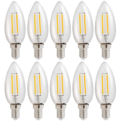 NCC-Licht 10 x LED Filament Leuchtmittel Kerze C35 1W E14 klar 110lm 827 warmweiß 2700K von NCC-Licht