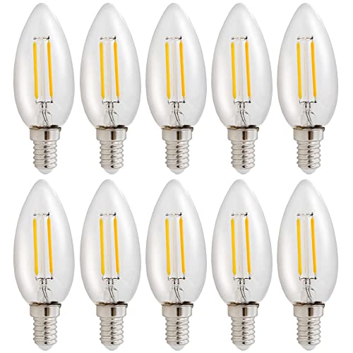 NCC-Licht 10 x LED Filament Leuchtmittel Kerze C35 1W E14 klar 120lm 840 neutralweiß 4000K von NCC-Licht