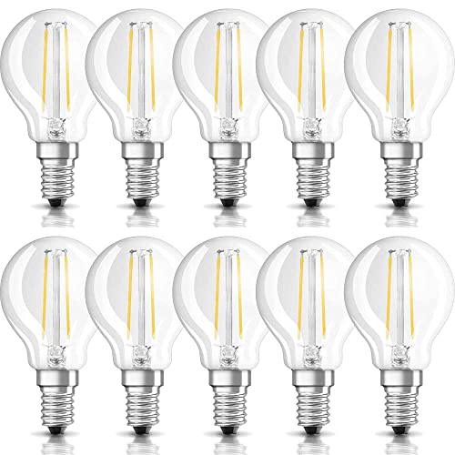 NCC-Licht 10 x LED Filament Leuchtmittel Tropfen 2,5W = 25W E14 klar 250lm 827 warmweiß 2700K von NCC-Licht