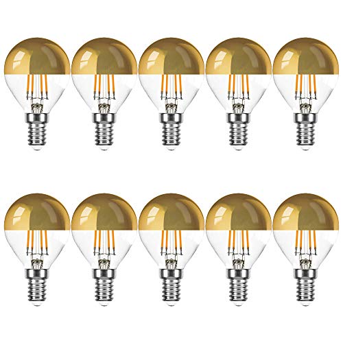 NCC-Licht 10 x LED Filament Tropfen 4W fast 40W E14 Kopfspiegel gold Kugel extra warmweiß 2200K KVG von NCC-Licht