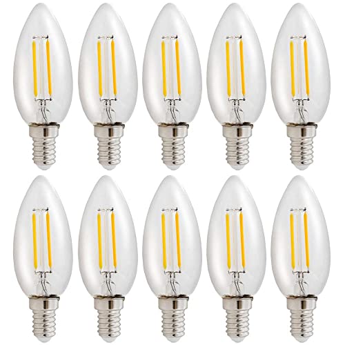 NCC-Licht 10er Pack LED Leuchtmittel in Kerzenform klar mit E14 Sockel 1 Watt 110 Lumen Warmweiß 2700K von NCC-Licht