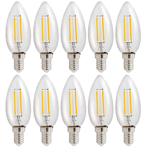 NCC-Licht 10er Pack LED Leuchtmittel in Kerzenform klar mit E14 Sockel 4 Watt 450 Lumen Warmweiß 2700K von NCC-Licht