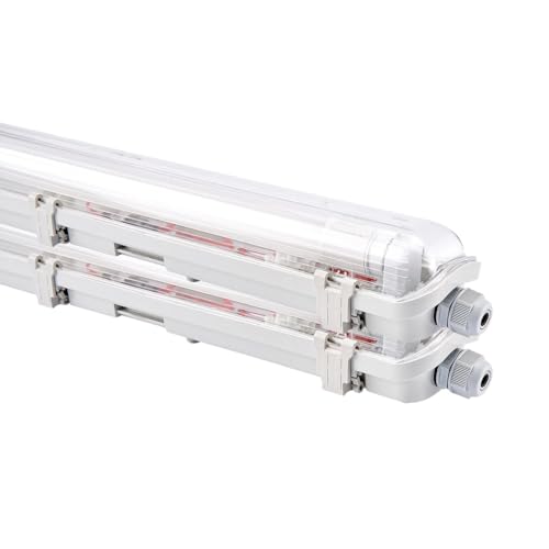 NCC-Licht 2 x LED Feuchtraumleuchte Eco Wannenleuchte 120cm 1 x 18W T8 Röhre 1800lm Neutralweiß 4000K IP65 von NCC-Licht