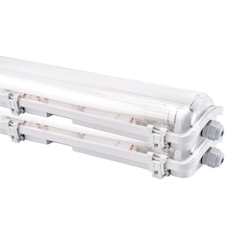 NCC-Licht 2 x LED Feuchtraumleuchte Eco Wannenleuchte 60cm 2 x 9W T8 Röhre 1800lm Neutralweiß 4000K IP65 von NCC-Licht