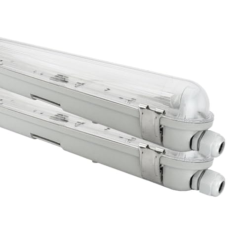 NCC-Licht 2 x LED Feuchtraumleuchte Wannenleuchte 120cm IP65 1 x 18W T8 4000K Neutralweiß durchgangsverdrahtet, Deckenlampe für Keller Werkstatt Garage mit Sensor von NCC-Licht