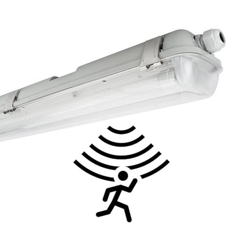 NCC-Licht 2 x LED Feuchtraumleuchte Wannenleuchte 150cm IP65 2 x 22W T8 4000K Neutralweiß durchgangsverdrahtet, Deckenlampe für Keller Werkstatt Garage mit Sensor NCC-Licht 2 x LED Feuchtraumleuchte Wannenleuchte 150cm IP65 2 x 22W T8 4000K Neutralweiß durchgangsverdrahtet, Deckenlampe für Keller Werkstatt Garage mit Sensor von NCC-Licht