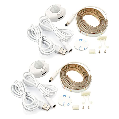 NCC-Licht 2 x LED Sensor USB Strip Nachtlicht Set 1,2m warmweiß 3000K 2,4W IP44 mit Bewegungsmelder von NCC-Licht