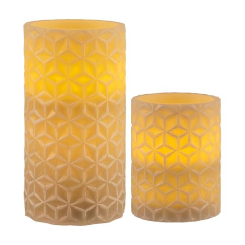 NCC-Licht 2 x LED Wachskerzen Cosy Ornament Weiß/Grau warmweiß für 3 x Batterie mit Schalter NCC-Licht 2 x LED Wachskerzen Cosy Ornament Weiß/Grau warmweiß für 3 x Batterie mit Schalter von NCC-Licht